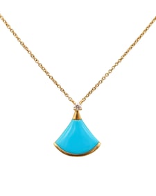 BVLGARI Roma Divas Necklace Chain In 18Kt Yellow Gold With Turquoise & Diamond
