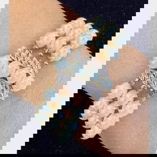 Art Deco Cultured Pearl & Diamond 14kt Gold Bracelet: 1960’s 14K White Gold Cultured Pearl & Diamond Bracelet weighing 41.0 grams. Set with 7mm Cultured Pearls. Along with 33 Diamonds weighing app. 0.50 Carats. G-H Color, VS1-SI1 Clarity. 7.5 inches in