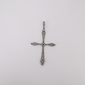 STONE 18kt white Gold Cross Pendant with Diamonds