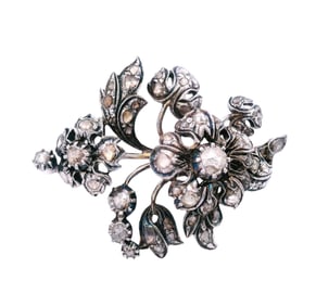 Antique Silver Brooch with Rose cut Diamonds