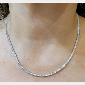 14K White Gold 6.70 Ct. Diamond Tennis Necklace