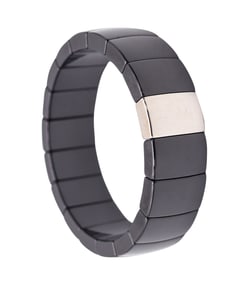 ROBERTO DEMEGLIO Italian Stretch Bracelet In Titanium And Black Ceramic