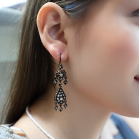 Georgian cooper Drop Earrings with Diamonds