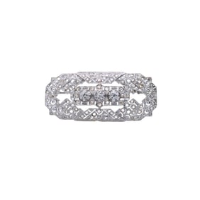 Art Deco 18kt Gold and Platinum Brooch with Diamonds