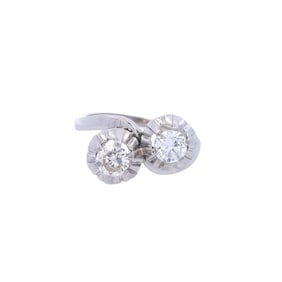 Antique Platinum Toi et Moi Ring with 0.70 CTS in Diamonds