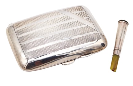 DEYKIN & HARRISON 1930 Mechanical Cigarette Case Set In Solid .925 Sterling Silver