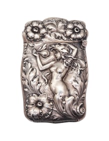 ART-NOUVEAU 1890 Vesta Matches Box in .925 Sterling Silver