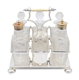DANIEL & ARTER 1900 London, Bailey Banks & Biddle 6 Pieces Cruet Set Cut Glass