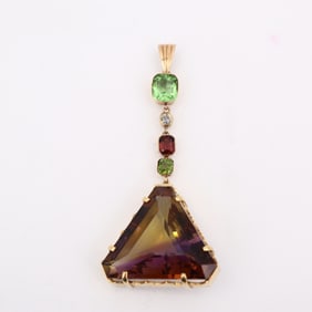 18kt Gold Pendant with Ametrine, Diamond and Multi gemstones