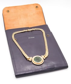 BVLGARI Roma 1980 Moneta 307 AD Necklace In 18Kt Yellow Gold With Diamonds