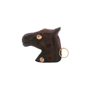 Carved Wood Horse Pendant / Charm with 18kt yellow Gold