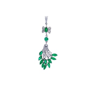 18kt Gold Pendant with Emeralds and Diamonds