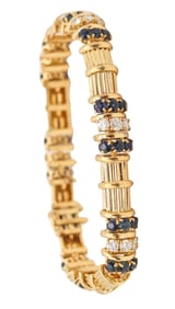 TIFFANY & CO. 1960 Bracelet In 18Kt Yellow Gold With 5.76 Ctw Diamonds & Sapphires