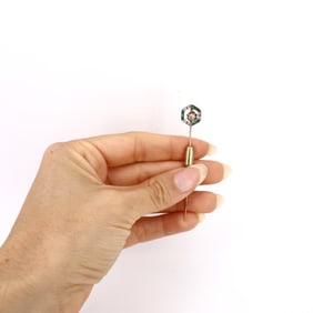 Antique 18kt Gold Pin with Old mine Diamonds and Emeralds