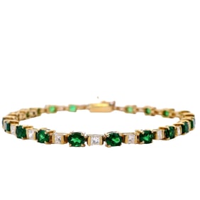 18kt yellow Gold Bracelet with Tsavorites and Diamonds