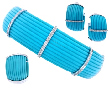 Italian Rubber and 18kt white Gold Set with Diamonds