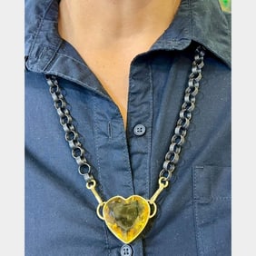 18K Yellow Gold & Ionized Steel 70.00 Ct. Citrine Necklace