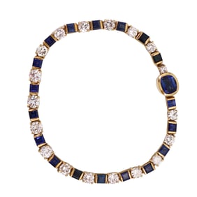 18kt yellow Gold Bracelet with 12.0 CTW in Sapphires and Diamonds