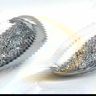 18K White Gold 3.00 Ct. Diamond Glass Domed Ring: Introducing a striking 18K White Gold Diamond Glass Domed Ring, weighing 28.6 grams. This exquisite piece is set with approximately 3.00 carats of diamonds, featuring F-G color and VS1-SI1 clarity, en