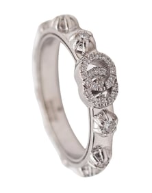 GUCCI Milano GG Running Ring Band In 18Kt White Gold And Diamonds