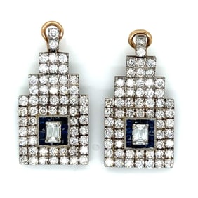 Platinum & 18K Sapphire and Diamond Earrings