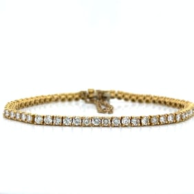 18K yellow Gold 4.25 Cts Diamond Tennis Bracelet