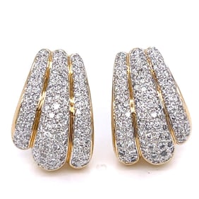 18K Yellow Gold 3.50 Cts Diamond Earrings