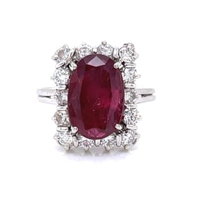 18K White Gold Ring with 3.75 CTW in Ruby & Diamonds