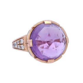 Bvlgari Parentesi Cocktail Ring in 18kt Gold with Amethyst and Diamonds