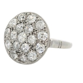 Antique Platinum Ring with 1.90 Cts in Old mine Diamonds