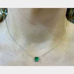 14K Yellow Gold 1.10 Ct. Emerald Necklace
