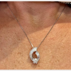 18K Diamond Pendant with Platinum Chain