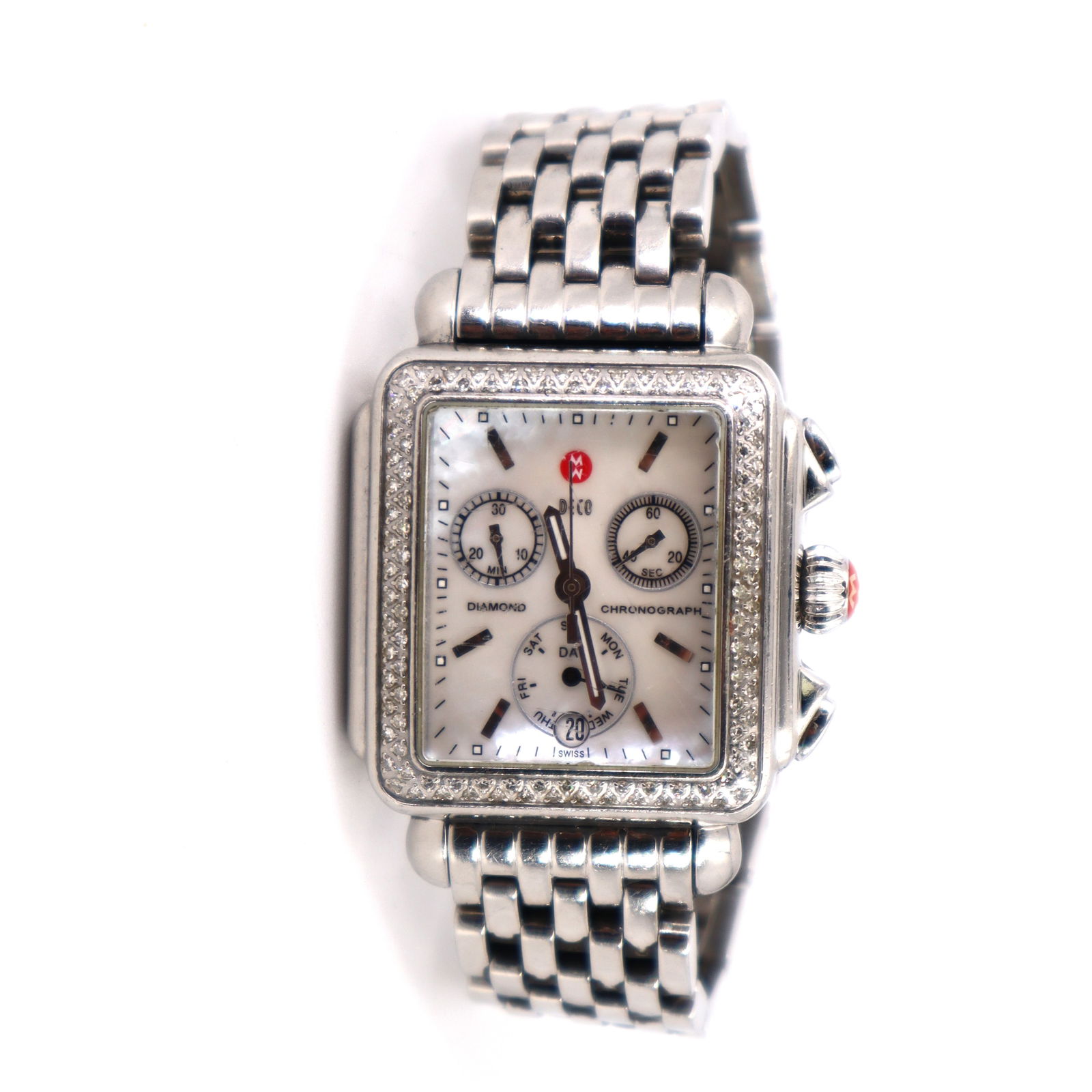 Michele Deco Diamonds Chronograph Stainless Steel Ladies Watch (1 of 9)