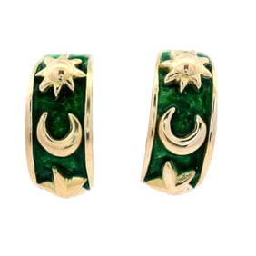 Hoop Clip-on Earrings in 18kt yellow Gold with Enamel