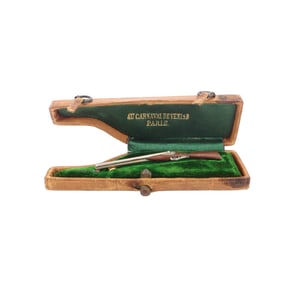 Vintage French 18kt Gold and Platinum Shotgun Pin Brooch