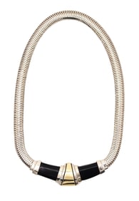 CARTIER Art-Deco Necklace In 18Kt Yellow Gold And Sterling with Onyx