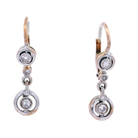Antique 18kt Gold and Platinum Drop Earrings with Diamonds
