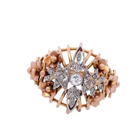 Retro Deco Ring in 18kt Gold and Platinum with Diamonds