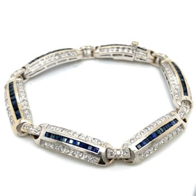 18K White Gold Sapphire & Diamond Bracelet