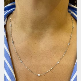 Platinum Natural Pearl & Diamond by the Yard Necklace