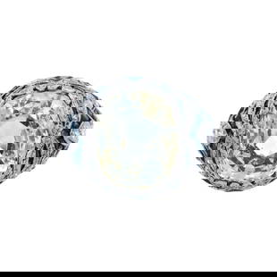 Art Deco Platinum Ring with Diamonds and GIA Ceylon NO Heat yellow Sapphire: Circa 1920s. Art Deco Ring crafted in 18kt yellow Gold and Platinum. Set with a center Natural No heat Step cut yellow Ceylon Sapphire weighing Approx. 6.00 carats. Embellished with near colorless Rou