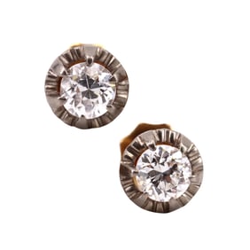 Pair of Studs 18k yellow and white gold with Diamonds