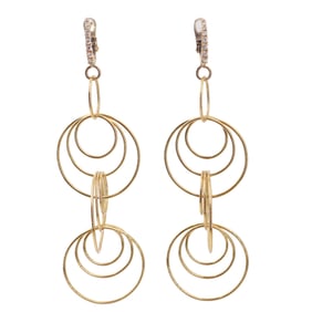 Geometric 18kt yellow Gold Drop Earrings with Diamonds