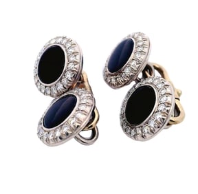 18k Gold Doble Cufflinks with Onyx and Diamonds
