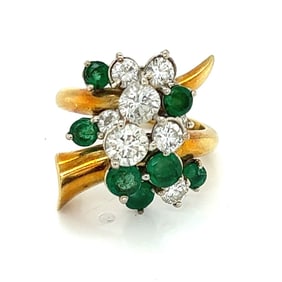 18K Yellow Gold Emerald & Diamond Ring