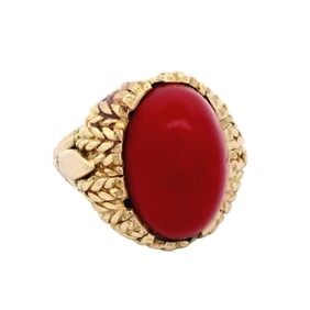 Antonio Belgiorno 18k yellow Gold Ring with Red Coral