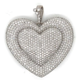 18K White Gold 19.50 Ct. Diamond Heart Pendant