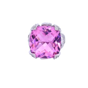 18kt white Gold Cocktail Ring with Kunzite and Diamonds