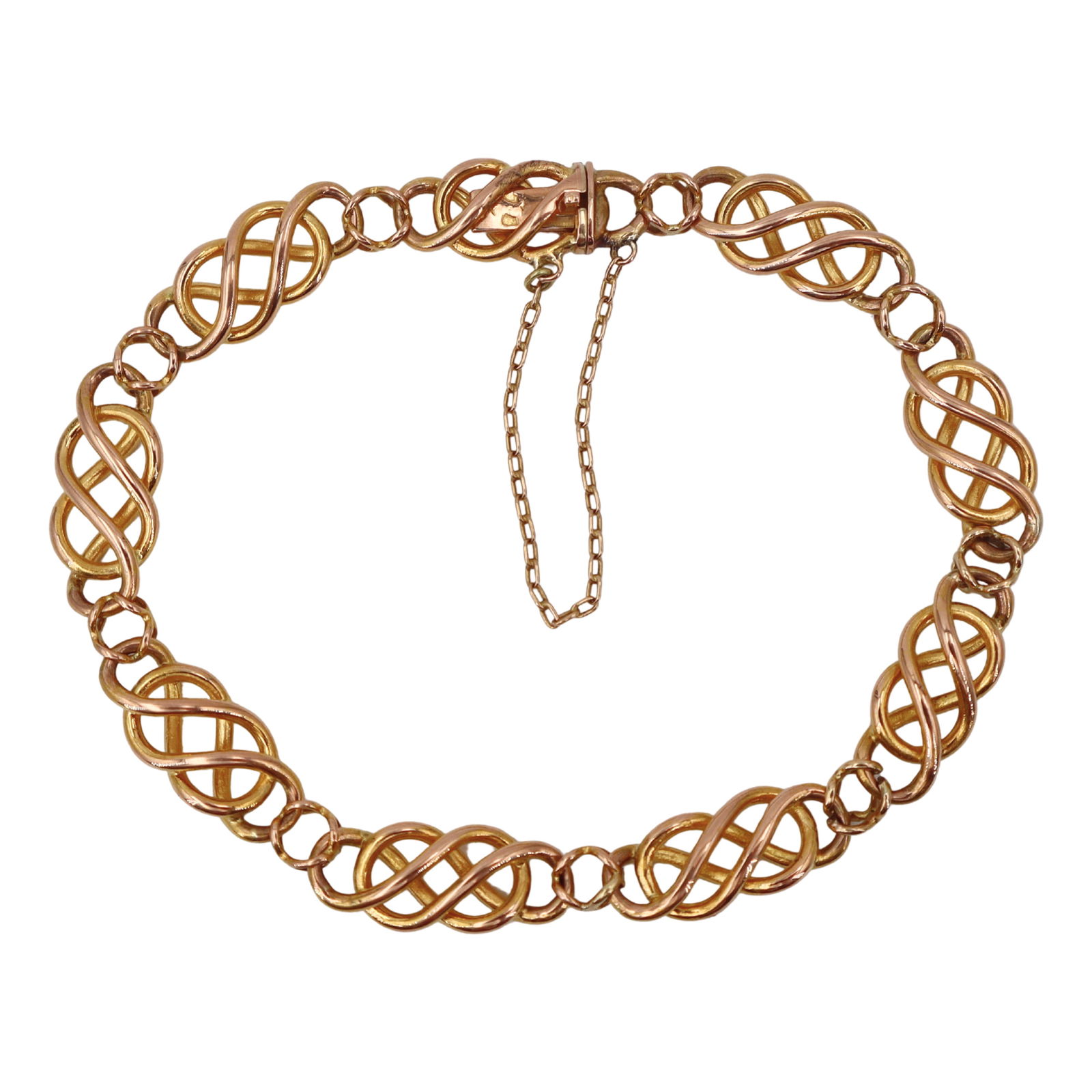 1910s FRENCH Antique 18kt yellow Gold Bracelet: Exquisite hand-crafted French bracelet from the elegant Edwardian era, meticulously fashioned in rich 18kt yellow gold. This authentic piece bears triple French Eagle's head assay marks, confirming it