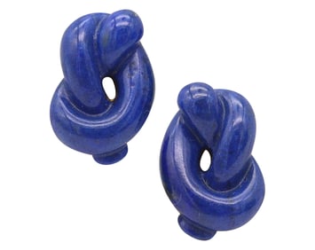 TIFFANY & CO. 1978 By Angela Cummings Lapis Knots Earrings in 18Kt Gold